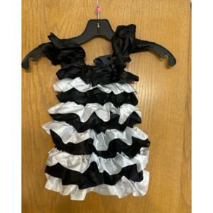 Black & White Satin Romper Dress   RDBWL  Large 2T-3T   Boutique NWT